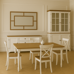 Comedor Évora Blanco Roto y Cerezo