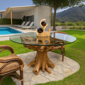 Mesa Exterior Redonda Madera de Raíz