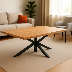 Mesa Comedor 150x90 Patas de forja y tapa madera de roble